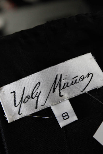 Yoly Munoz Womens Strapless Lace Satin Rhinestone Gown Black Size 8