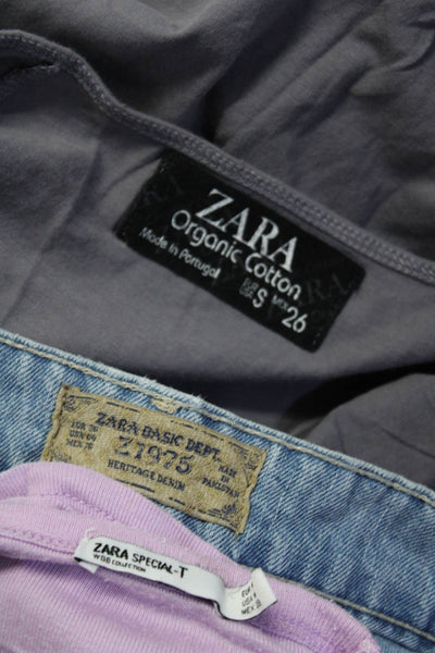 Zara Womens Tops Jeans Pink Gray Blue  Size Medium Small 4 Lot 3