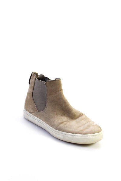Vince Mens Suede Elastic Darted Round Toe Slip-On High Top Shoes Beige Size 8.5