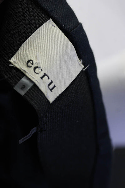 Ecru Womens Cotton Elastic Waist Darted Tapered Leg Dress Pants Navy Size 2