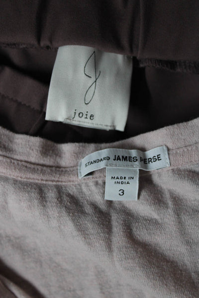 Standard James Perse Joie Womens Pants Pink Scoop Neck Tee Top Size 3 XS lot 2