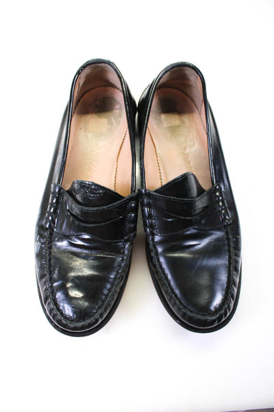 J Crew Women's Patent Leather Slip On Casual Loafers Black Size 6.5