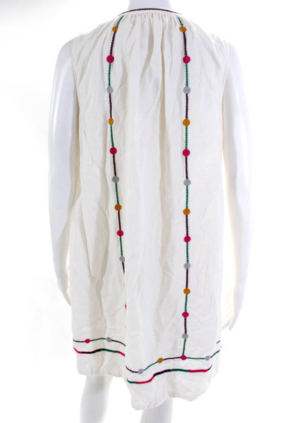 Madewell Womens Embroidered Geometric Tassel Tank A-Line Dress Cream Size 2XS