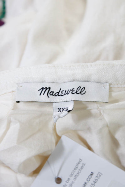Madewell Womens Embroidered Geometric Tassel Tank A-Line Dress Cream Size 2XS