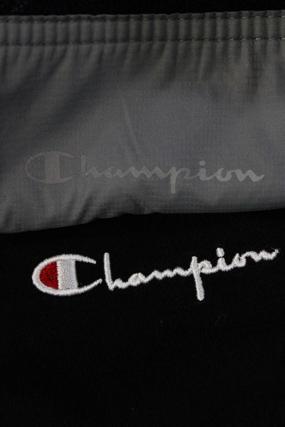 Champion Mens Solid Mock Neck Full Zip Chest Sweatshirt Black Blue Size S Lot 2