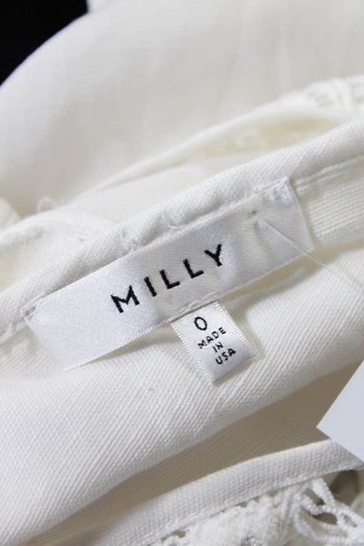 Milly Womens Spaghetti Strap Sleeveless Knit Trim Square Neck Top White Size 0