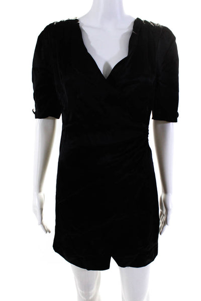 Grlfrnd Womens Back Zip Half Sleeve V Neck Sheath Dress Black Size Extra Small