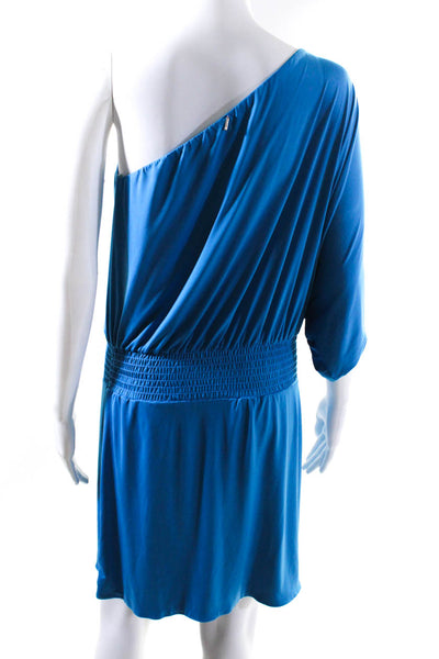 T Bags Los Angeles Women's One Shoulder Blouson Mini Dress Blue Size S