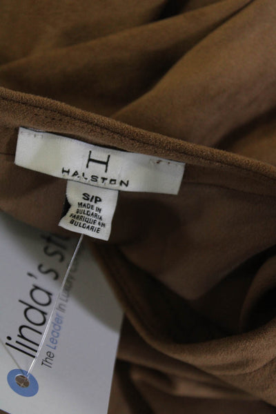 H By Halston Women's Suede Short Sleeve Crewneck Sheath Dress Brown Size S