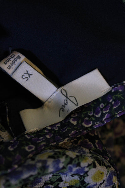 Joie Womens Silk Floral Striped Back Keyhole Halter Empire Dress Purple Size XS