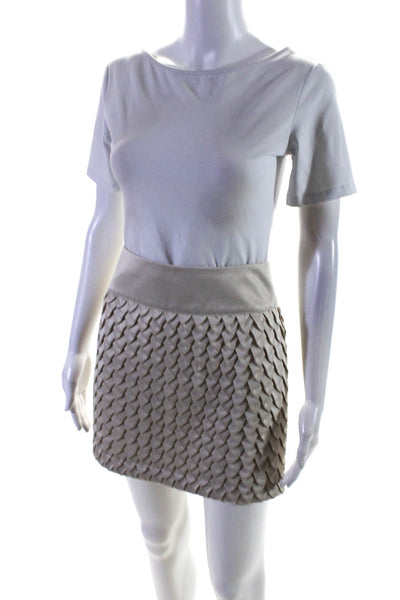 Reiss Womens Wide Waistband Zip Back Ruched Mini Party Skirt Gray Size 2
