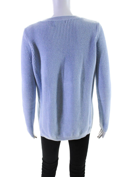 525 America Womens Cotton Crewneck High Low Long Sleeve Sweater Blue Size XS