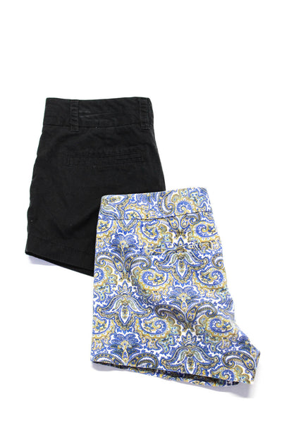 J Crew Womens Solid Paisley Print Cotton CityFit Chino Mini Shorts Black Size 0