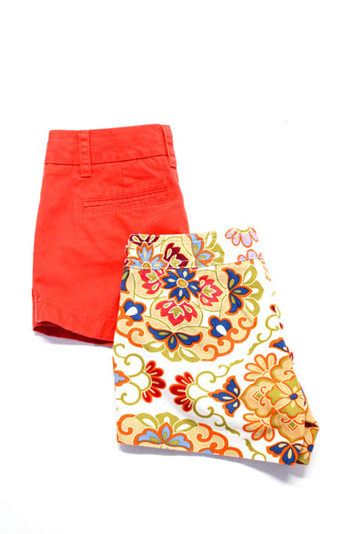 J Crew Womens CityFit Pocket Graphic Cotton Shorts Multicolor Size 00/0 Lot 2
