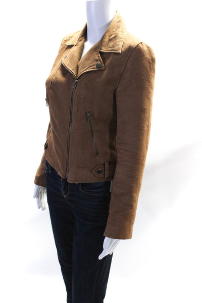 Jack by BB DAKOTA Womens Front Zip Collared Faux Suede Jacket Brown Size XS