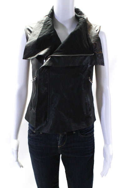 Brighton Womens Leather Motorcycle Vest Black Size Petite