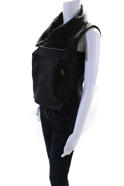 Brighton Womens Leather Motorcycle Vest Black Size Petite