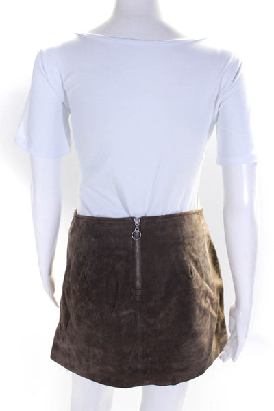 BLANKNYC Womens Suede Front Slit A Line Mini Skirt Brown Size 26