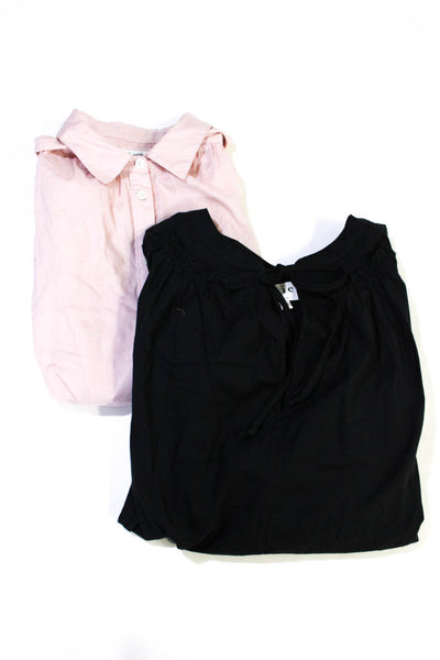 Joie Womens Light Pink Cotton Short Sleeve Button Down Shirt Size S M lot 2