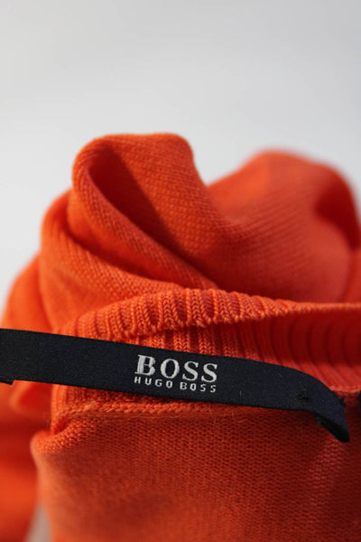 Boss Hugo Boss Womens Ribbed Knit Button V-Neck Cardigan Sweater Orange Size S