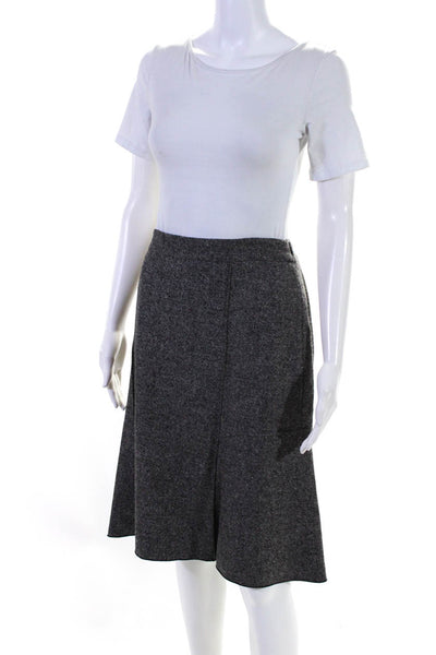 Rivamonti Womens Virgin Wool A-Line Knee Length Zip Up Skirt Gray Size 12