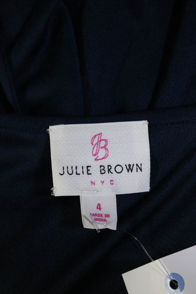 Julie Brown Womens Beaded Round Neck Short Tank Shift Dress Blue Green Size 4