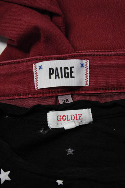 Goldie Paige Womens Red Jeans Black Cotton Star Print Tee Top Size S 28 lot 2