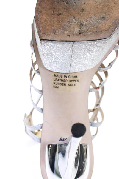 Michael Michael Kors Womens Metallic Strap Buckled Stiletto Heels Silver Size 10