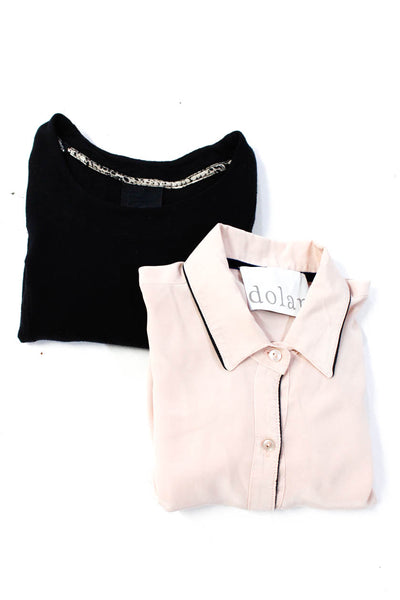 Dolan Womens Pink Silk Collar Long Sleeve Button Down Blouse Top Size XS S lot 2