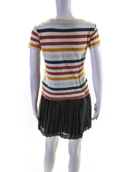 Madewell Womens Cotton T-Shirt Pleated Skirt Multicolor Black Size XS 0 Lot 2