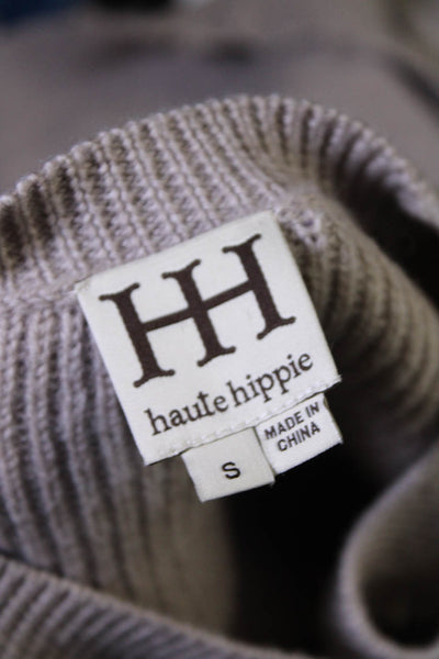 Haute Hippie Womens Fringe Crew Neck Sweater Beige Wool Size Small