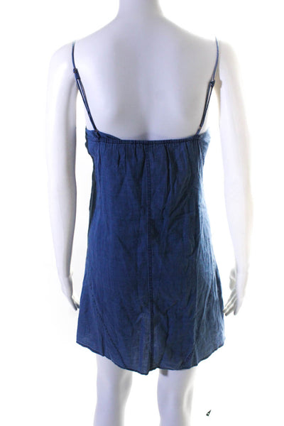 J Brand Women's Spaghetti Strap V Neck Pullover Mini Dress Blue Size XS
