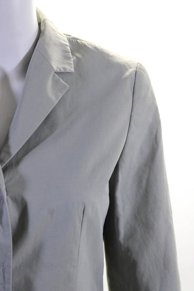 Motivi Womens Notched Collar Snap Woven Jacket Light Gray Size Small