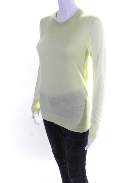 ALC Women's Cotton Long Sleeve Crew Neck Cut Out Sweater Lime Green Size XS