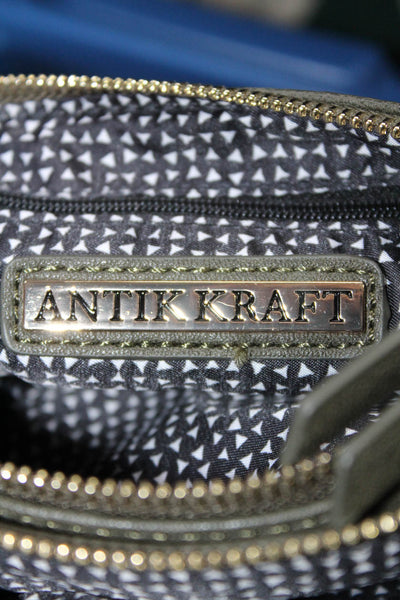 Antik Kraft Women's Gold Hardware Zip Closer Crossbody Handbag Green Size S