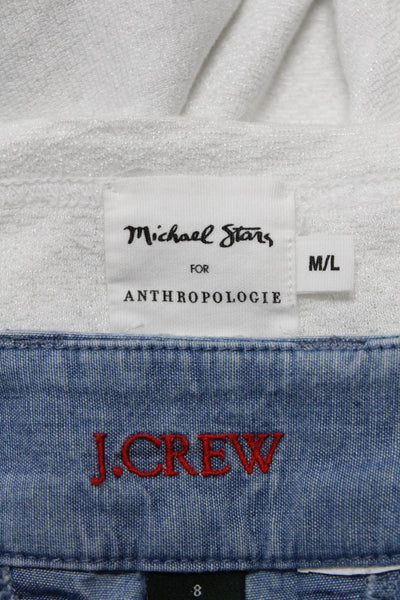 Michael Stars J Crew Womens Long Sleeved Top Pants White Blue Size M/L 8 Lot 2