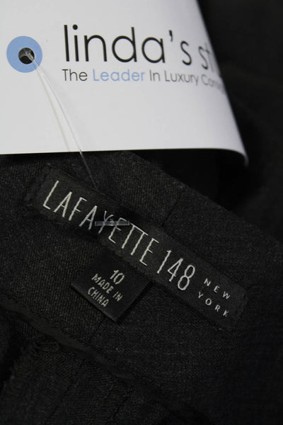 Lafayette 148 New York Womens Pleated Wide Leg Dress Pants Gray Wool Size 10