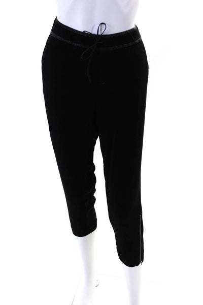 Helmut Lang Womens Striped Elastic Drawstring Zip Hem Tapered Pants Black Size 6