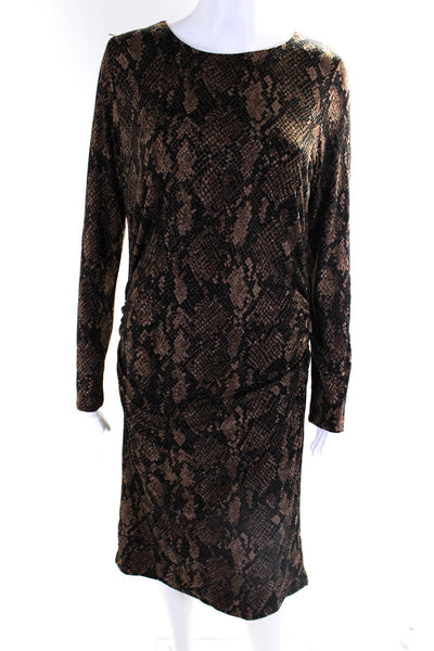 Alice + Olivia Yummy Sweater Co Womens Ruched Printed Dresses Brown Large Lot 2