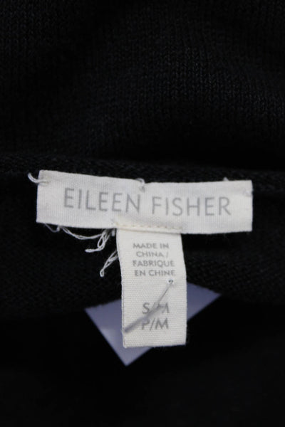 Eileen Fisher Womens Long Sleeve Oversized Scoop Neck Sweater Black Size S/M