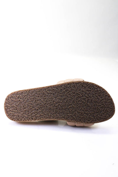 Seychelles Women's Leather Wide Straps Slip-On Slides Sandals Beige Size 7