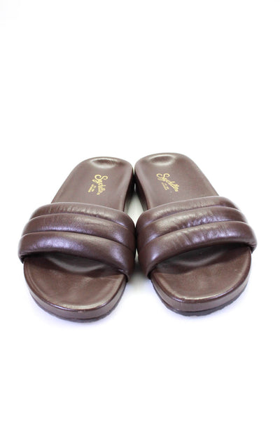 Seychelles Women's Wide Strap Leather Slip-On Slides Sandals Brown Size 7