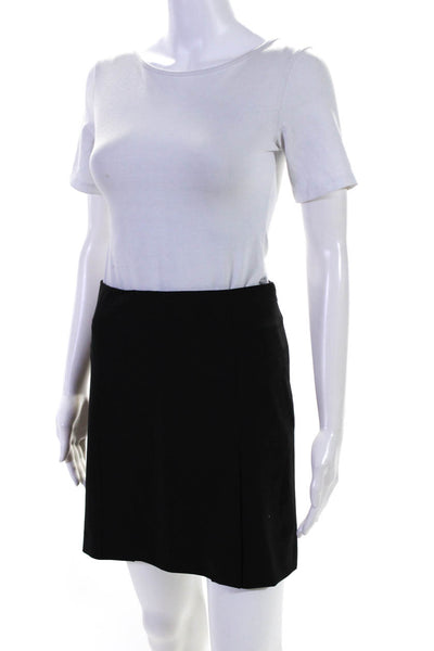 Theory Womens Black Side Zip Pleated Unlined Mini A-line Skirt Size 6