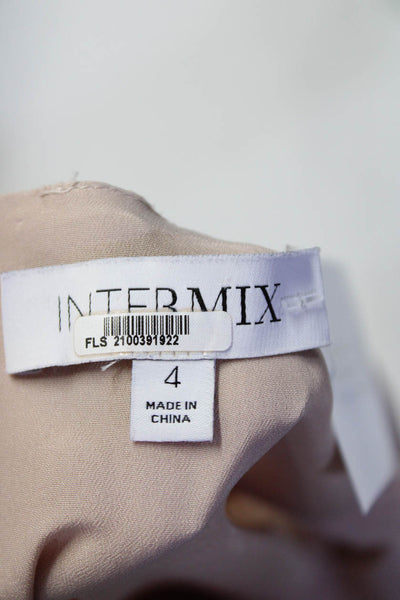 Intermix Womens Blush Silk Ruffle Cold Shoulder Long Sleeve Blouse Top Size 4