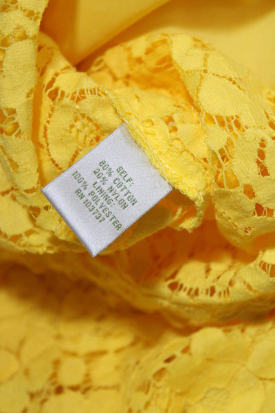 Donna Morgan Women's Short Sleeve Lace Crewneck Sheath Dress Yellow Size 2