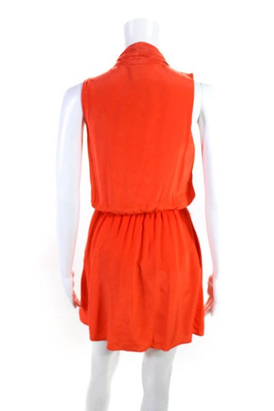 Ali Ra Women's Sleeveless V Neck Silk Pocket Sheath Dress Orange Size 2