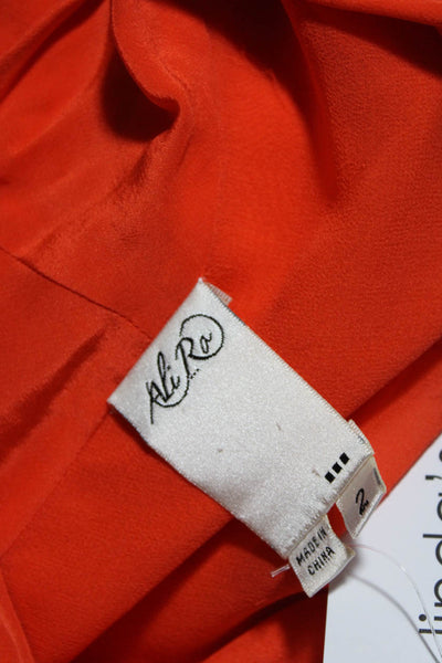 Ali Ra Women's Sleeveless V Neck Silk Pocket Sheath Dress Orange Size 2