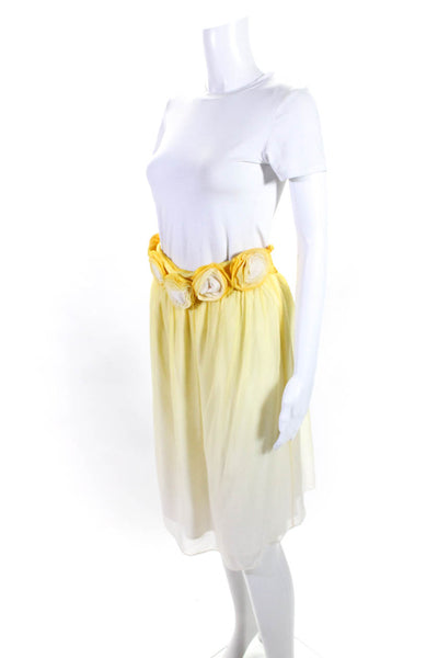 Alice + Olivia Women's Silk Floral Embellished A Line Midi Skirt Yellow Size M