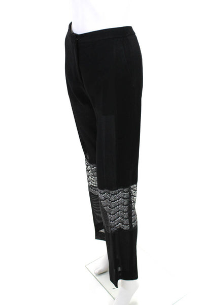 Sandro Womens Mid-Rise Lace Cut Out Straight Leg Pants Trousers Black Size 36IT