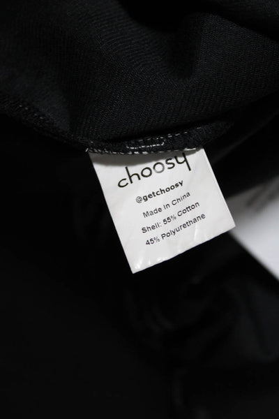 Choosy Womens Cotton Faux Leather High-Rise Straight Leg Pants Black Size 0